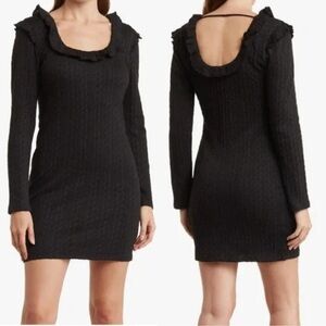 19 Cooper Cable Knit Sweater Dress Black Bodycon Evening Cocktail Dress NWOT